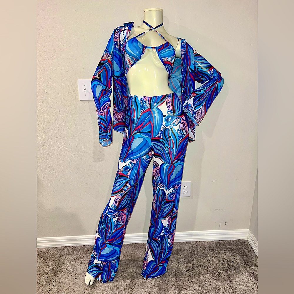 Blue 3 Piece Pants Set {NEVER WORN}